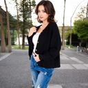 Black Large Button-Up Knit Cardigan with Long Sleeves