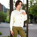 White Large Button-Up Knit Cardigan with Long Sleeves