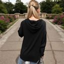 Black XXL Hoodie with Button Detail and Adjustable Drawstring