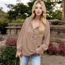 Beige Large Hoodie with Button Detail and Adjustable Drawstring