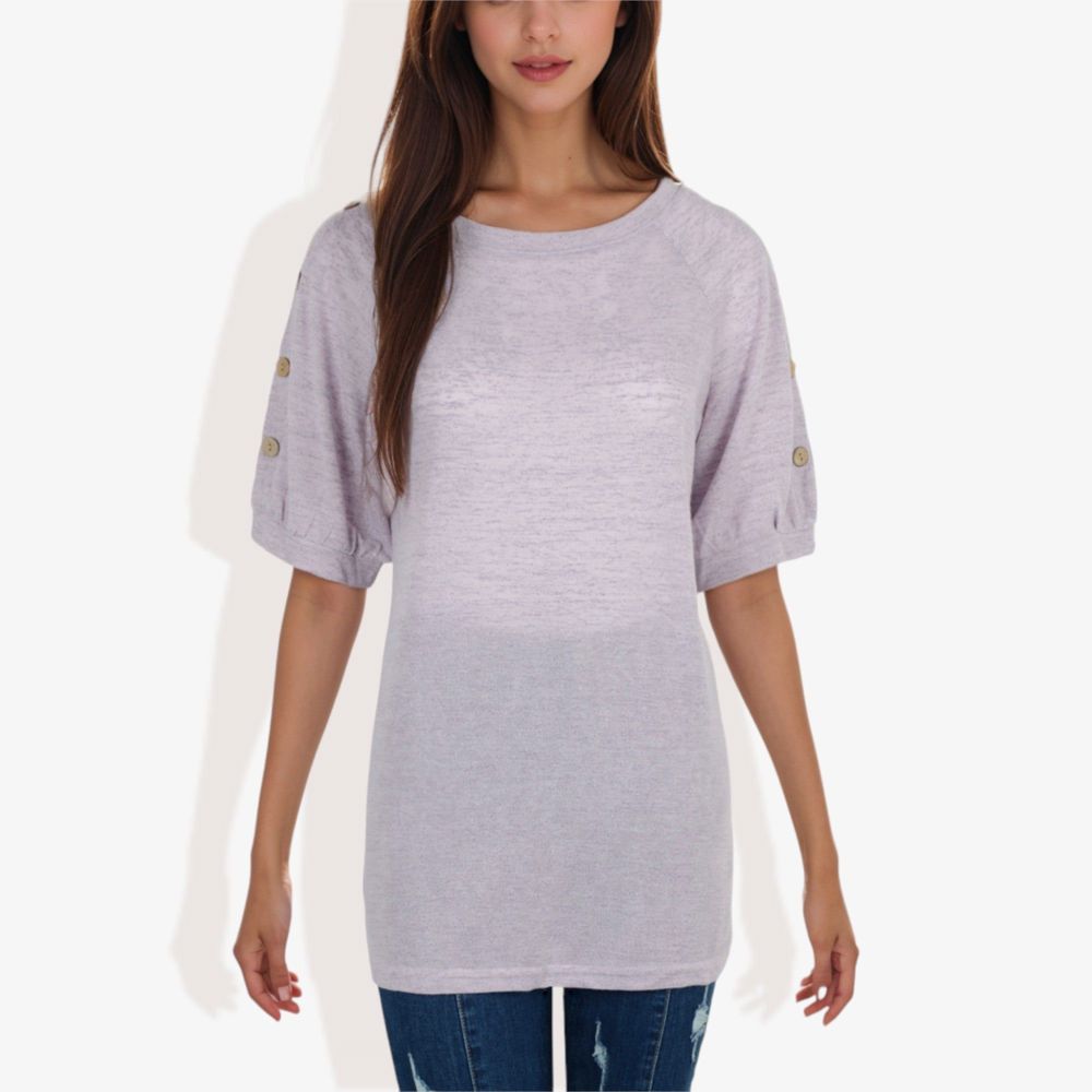 Casual Short Sleeve Top with Button Detail on Sleeves Comfortable and Versatile for Everyday Wear