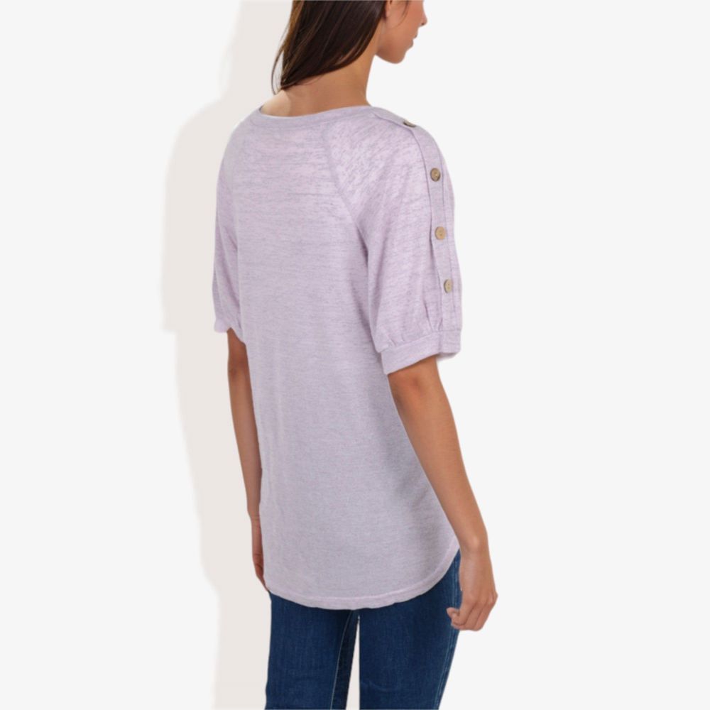 Casual Short Sleeve Top with Button Detail on Sleeves Comfortable and Versatile for Everyday Wear