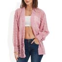 Pink Large Sheer Chiffon Kimono with Textured Floral Design and Smocked Cuffs