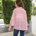 Pink Large Sheer Chiffon Kimono with Textured Floral Design and Smocked Cuffs