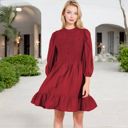 Pink Medium Smocked Waist Ruffle Hem Dress with Puff Sleeves