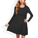 Black Small Long Sleeve Baby Doll Dress with Ruffled Empire Waist