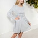 Gray Medium Long Sleeve Baby Doll Dress with Ruffled Empire Waist