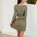 Green Large Long Sleeve Baby Doll Dress with Ruffled Empire Waist