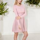 Pink Large Long Sleeve Baby Doll Dress with Ruffled Empire Waist