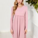 Pink Small Long Sleeve Baby Doll Dress with Ruffled Empire Waist