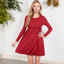 Red Small Long Sleeve Baby Doll Dress with Ruffled Empire Waist