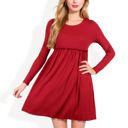 Red XL Long Sleeve Baby Doll Dress with Ruffled Empire Waist