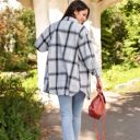 White Large Loose Plaid Shirts Oversized Button Down Shirts Blouse Tops