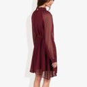  Long Sleeve High Neck Dress with Polka Dot Sheer Sleeves and Waist Tie Detail for Elegant Casual Wear