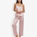  Satin Spaghetti Strap Cami Top with Scoop Neck Elegant Sleeveless Tank Pajama Set for Casual or Nightwear