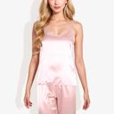  Satin Spaghetti Strap Cami Top with Scoop Neck Elegant Sleeveless Tank Pajama Set for Casual or Nightwear