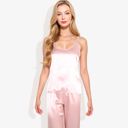  Satin Spaghetti Strap Cami Top with Scoop Neck Elegant Sleeveless Tank Pajama Set for Casual or Nightwear