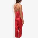 Red Large Satin Spaghetti Strap Cami Top with Scoop Neck Elegant Sleeveless Tank Pajama Set for Casual or Nightwear