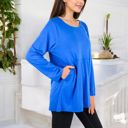  Long Sleeve Scoop Neck Tunic Top with Front Pockets