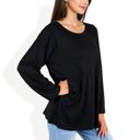 Black XXL Long Sleeve Scoop Neck Tunic Top with Front Pockets