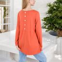 Orange XXL Long Sleeve Scoop Neck Tunic Top with Front Pockets