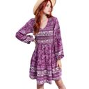 Purple Large Square Neck Puffed Short Sleeve Leopard Print Tiered Midi Dress