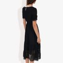 Black Large Short Sleeve Smocked Dress with Swiss Dot Pattern and Ruffle Hem Detail Casual Summer Dress