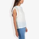 White XXL Cap Sleeve Knit Top with Sheer Lace Shoulder Detail and Relaxed Fit Casual T-Shirt