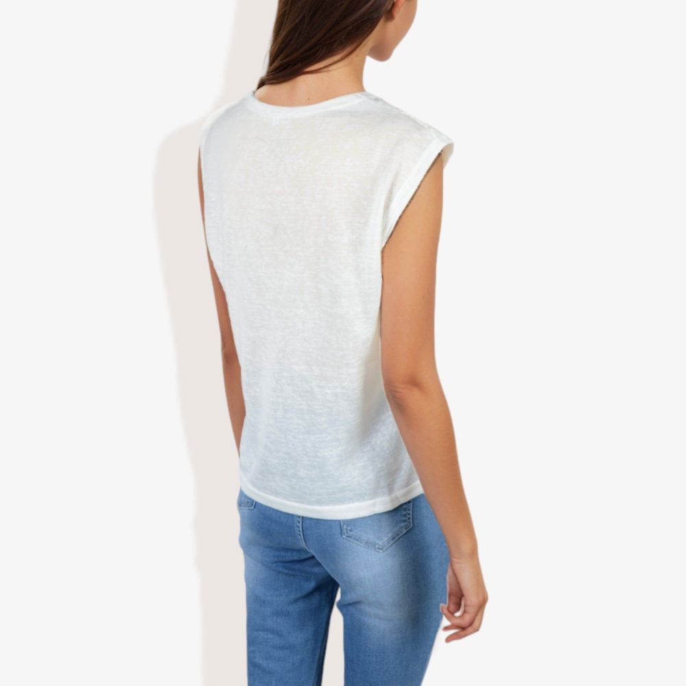 Cap Sleeve Knit Top with Sheer Lace Shoulder Detail and Relaxed Fit Casual T-Shirt