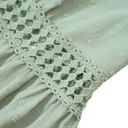  Crochet Detail Clip Dot Textured Ruffle Flared Dress