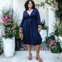 Black 1X Plus Size Crochet V Neck Boho Long Sleeve Dress