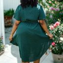  Plus Size Green Swiss Dot Mini Dress with High-Low Skirt