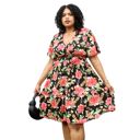  Anna-Kaci Women Plus Size Tropical Floral Print Tunic Dress with Tied Belt Waist