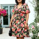  Anna-Kaci Women Plus Size Tropical Floral Print Tunic Dress with Tied Belt Waist