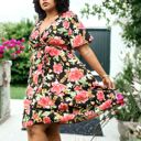  Anna-Kaci Women Plus Size Tropical Floral Print Tunic Dress with Tied Belt Waist