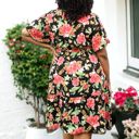 Black 1X Anna-Kaci Women Plus Size Tropical Floral Print Tunic Dress with Tied Belt Waist