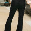 Black Large High Waist Corduroy Flared Pants with Stretch Fabric and Classic Fit