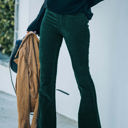 Green Large High Waist Corduroy Flared Pants with Stretch Fabric and Classic Fit