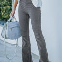  High Waist Corduroy Flared Pants with Stretch Fabric and Classic Fit