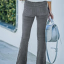 Gray Large High Waist Corduroy Flared Pants with Stretch Fabric and Classic Fit