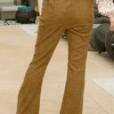 Gold Large High Waist Corduroy Flared Pants with Stretch Fabric and Classic Fit