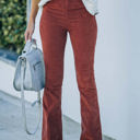 Orange Large High Waist Corduroy Flared Pants with Stretch Fabric and Classic Fit