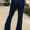 Blue Large High Waist Corduroy Flared Pants with Stretch Fabric and Classic Fit