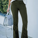 Yellow Large High Waist Corduroy Flared Pants with Stretch Fabric and Classic Fit