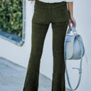 Yellow Large High Waist Corduroy Flared Pants with Stretch Fabric and Classic Fit