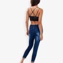  Drawstring Waist Skinny Denim Jeans With Pockets And Cuffed Hem