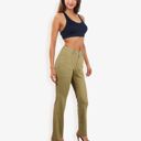 Green Large High Waist Flare Jeans With Frayed Hem And Classic Fit