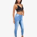  High Waist Skinny Jeans With Button Fly And Light Distressing