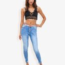  High Waist Skinny Jeans With Button Fly And Light Distressing