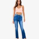  High Waist Straight Leg Jeans With Vintage Wash And Classic Fit